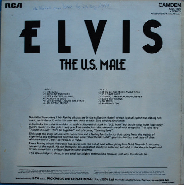 Elvis Presley : The U.S. Male (LP, Comp)