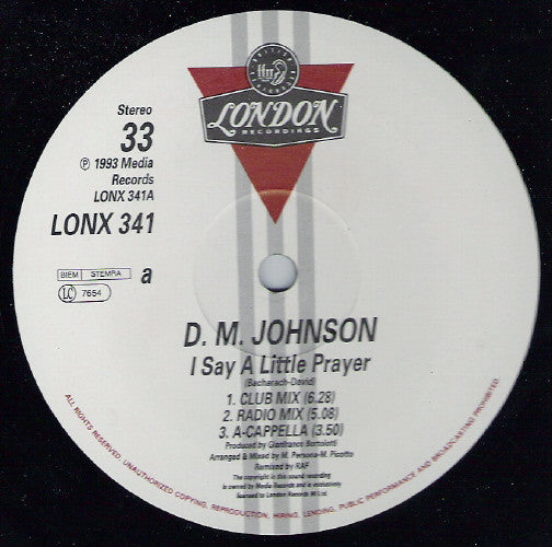 David Michael Johnson : I Say A Little Prayer (12")
