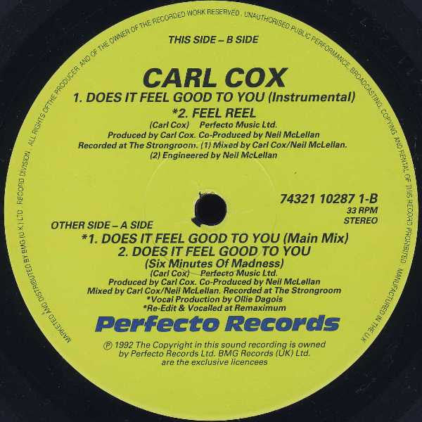 Carl Cox : Does It Feel Good To You (12", Lim)