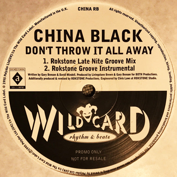 China Black : Don't Throw It All Away (Rokstone Remixes) (12", Promo)