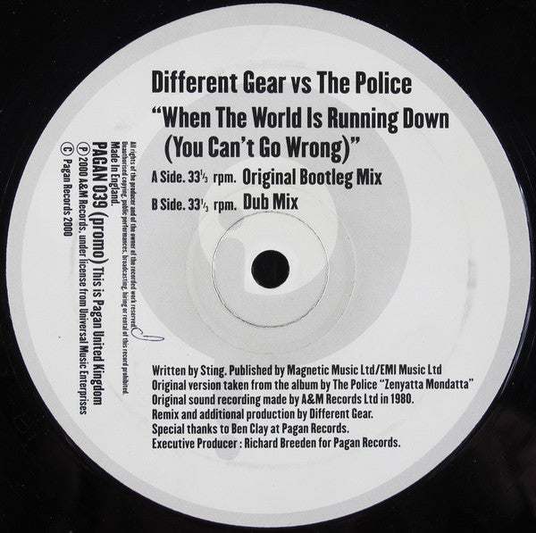 Different Gear Vs. The Police : When The World Is Running Down (You Can't Go Wrong) (12")