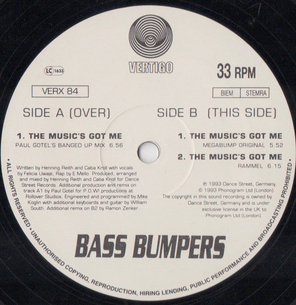 Bass Bumpers : The Music's Got Me (12")