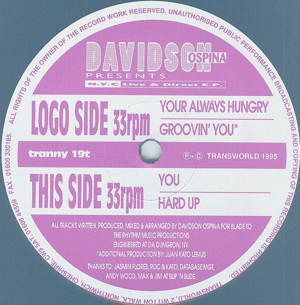 Davidson Ospina : NYC Live & Direct E.P. (12", EP, Promo)