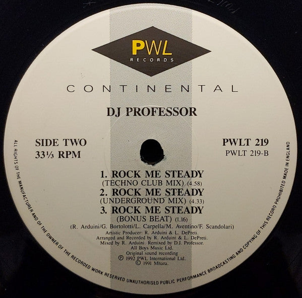 DJ Professor : Rock Me Steady (12", Single)
