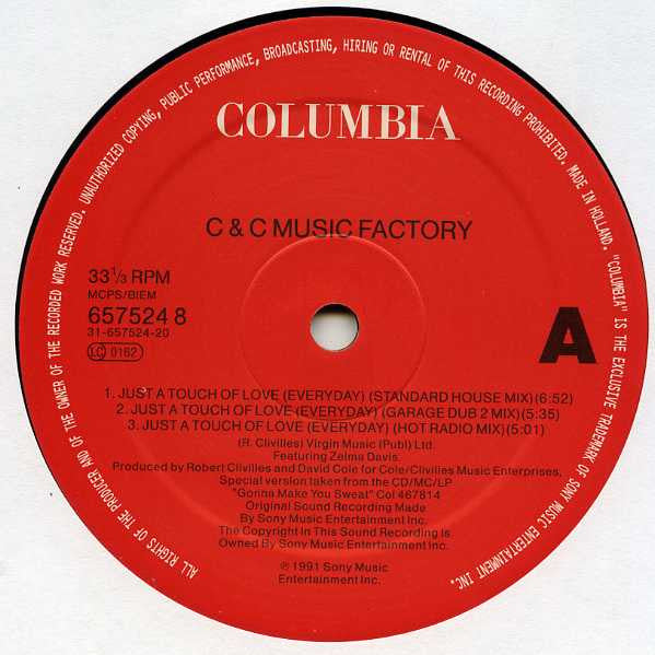 C + C Music Factory : Just A Touch Of Love (Every Day) (12", Single)