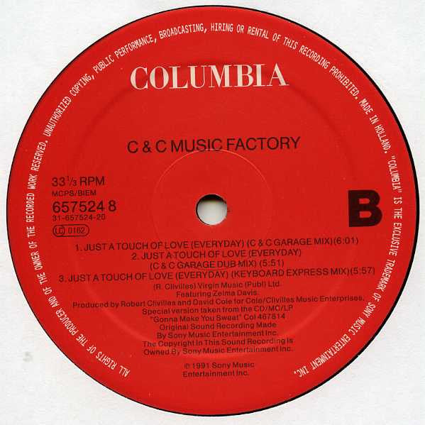 C + C Music Factory : Just A Touch Of Love (Every Day) (12", Single)