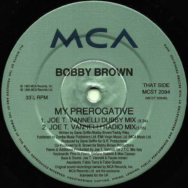 Bobby Brown : My Prerogative (The Joe T. Vannelli Mixes) (12")