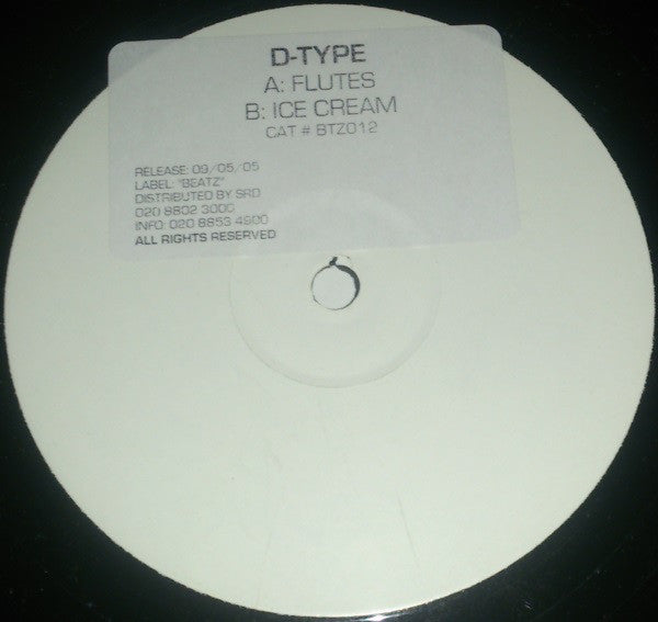 D-Type : Flutes / Ice Cream (12", Promo, W/Lbl)