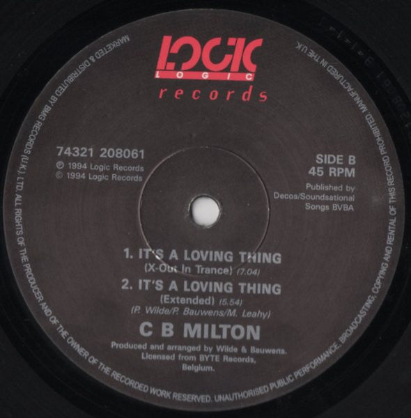 CB Milton : It's A Loving Thing (12", Single)