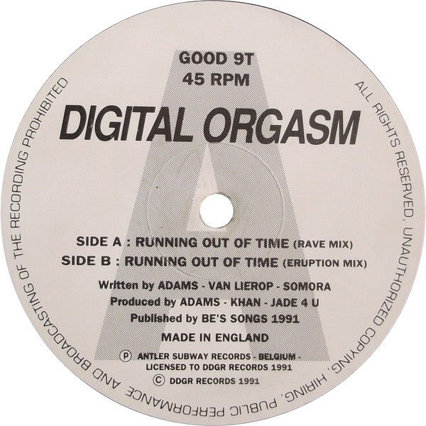 Digital Orgasm : Running Out Of Time (12", Die)