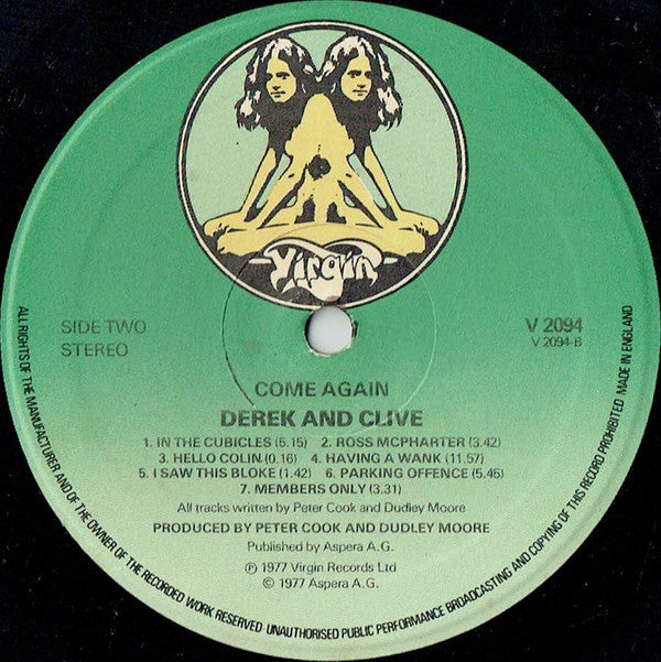 Derek & Clive : Come Again (LP, Album, RP)