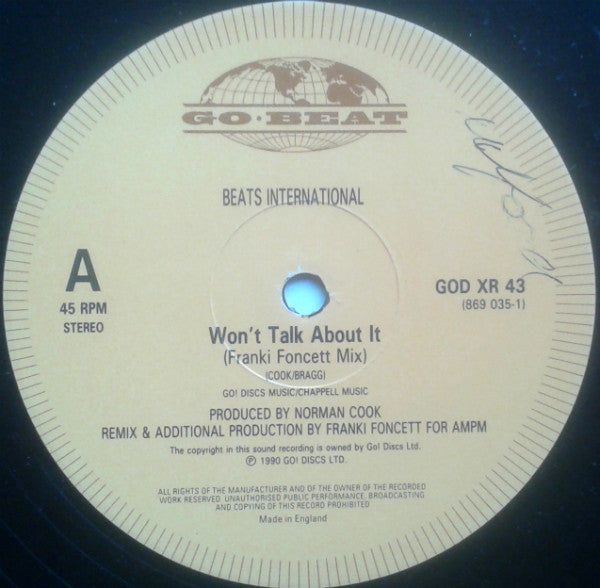 Beats International : Won't Talk About It (The Frankie Foncett & Chad Jackson Remixes) (12")