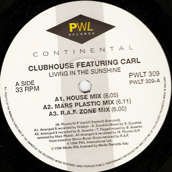 Club House Featuring Carl Fanini : Living In The Sunshine (12")