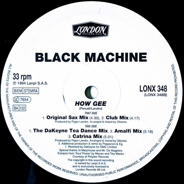 Black Machine : How Gee (12", Single)