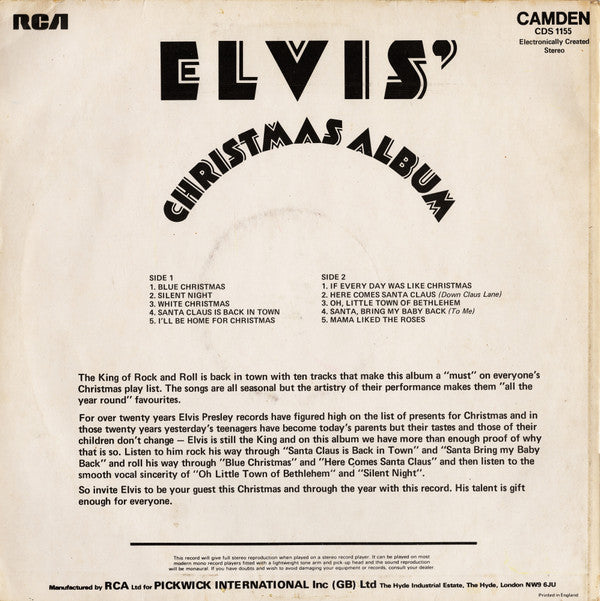 Elvis Presley : Elvis' Christmas Album (LP, Album, RE)