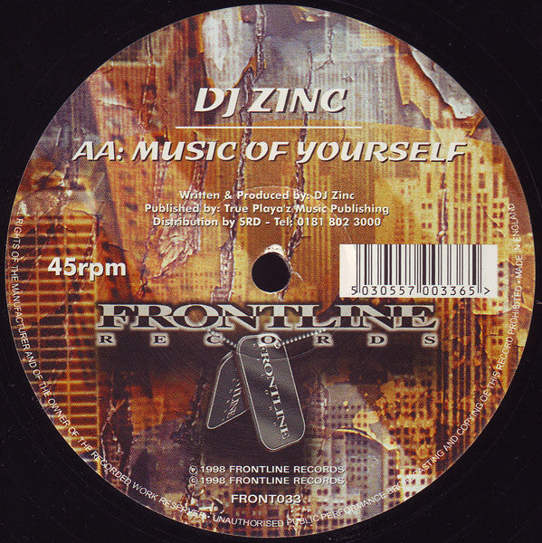 DJ Zinc : It's Like That (Remix) / Music Of Yourself (12")