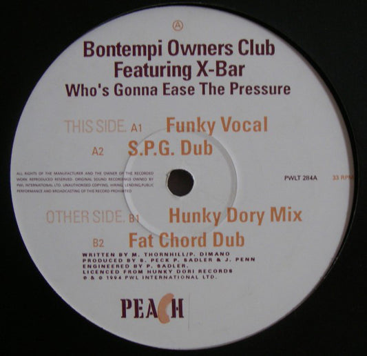 Bontempi Owners Club : Who's Gonna Ease The Pressure (12")