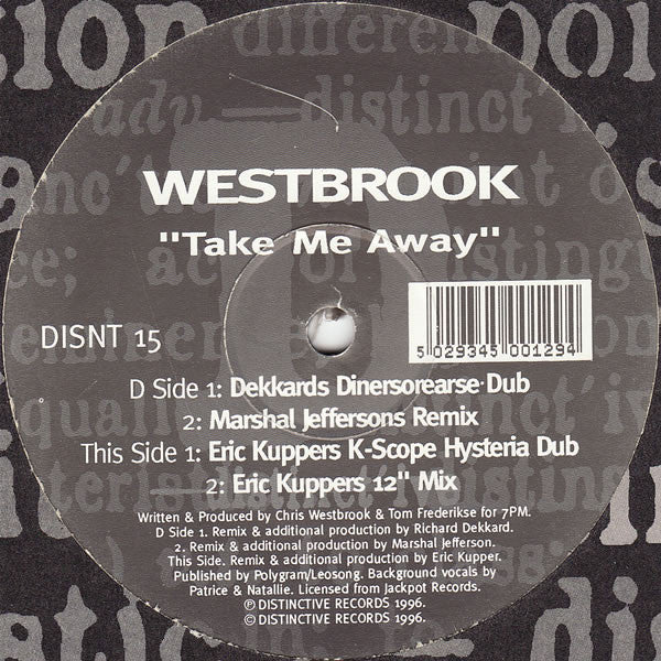 Chris Westbrook : Take Me Away (12")
