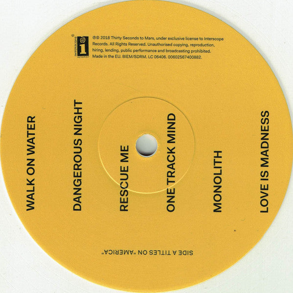 30 Seconds To Mars : America (LP, Album, Whi)