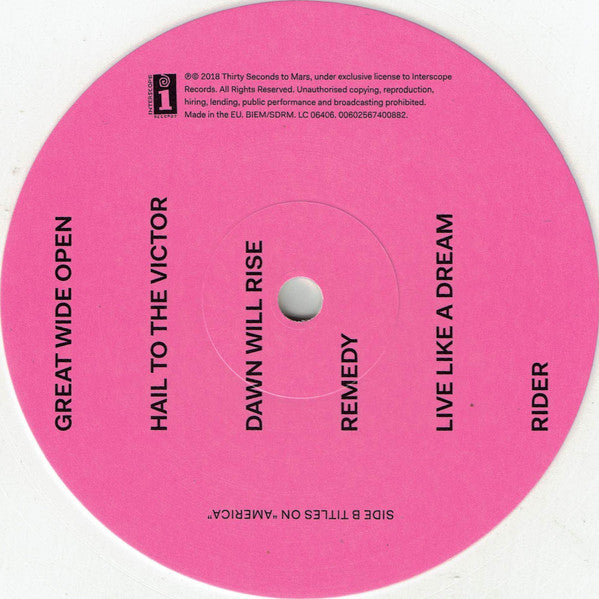 30 Seconds To Mars : America (LP, Album, Whi)