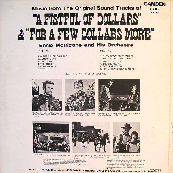 Ennio Morricone : Music From The Original Sound Tracks Of "A Fistful Of Dollars" & "For A Few Dollars More" (LP, Comp, RE)