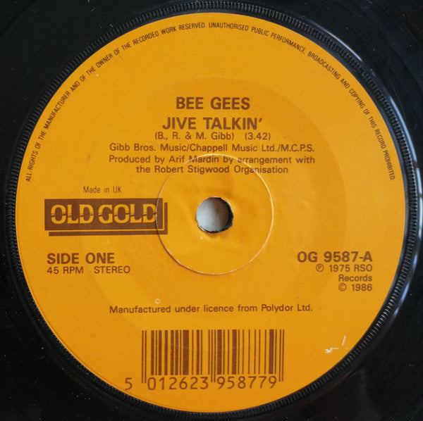 Bee Gees : Jive Talkin' / You Should Be Dancing (7", Single)