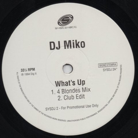 DJ Miko : What's Up (12", Promo)