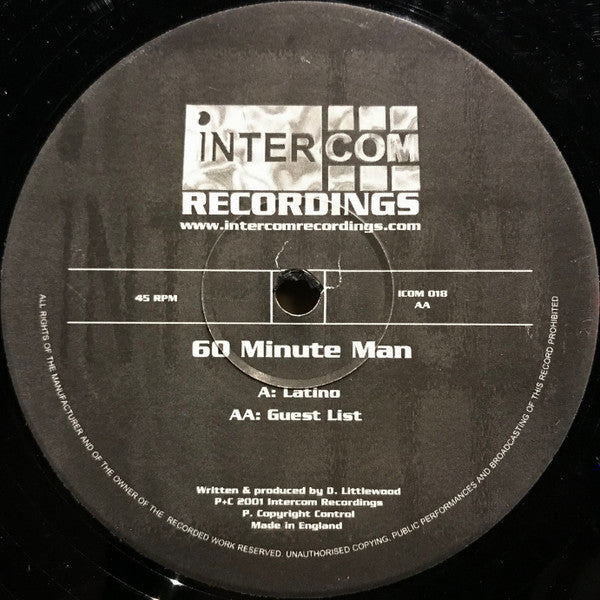 60 Minute Man : Guest List EP (2x12")