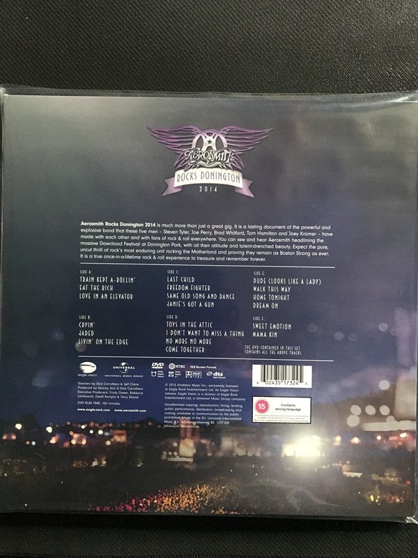 Aerosmith : Rocks Donington 2014 (3xLP, Pur + DVD-V, NTSC + Ltd, RE)