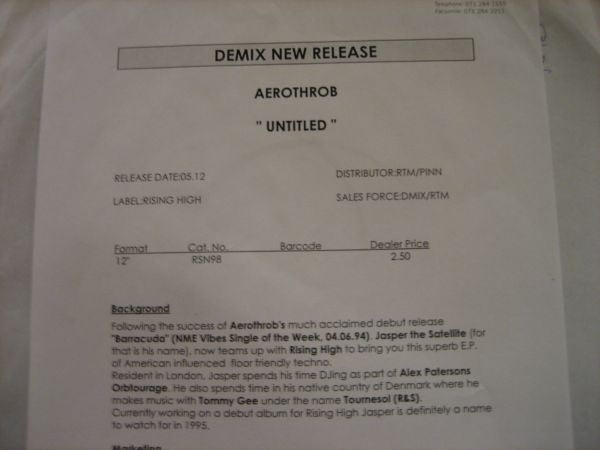 Aerothrob : 3 Bear Blues (12", Promo, W/Lbl)