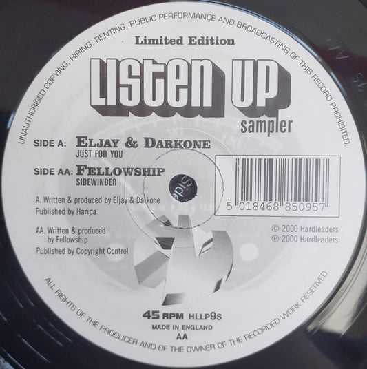 Eljay & Darkone / Fellowship : Listen Up (Sampler) (12", Ltd, Smplr)