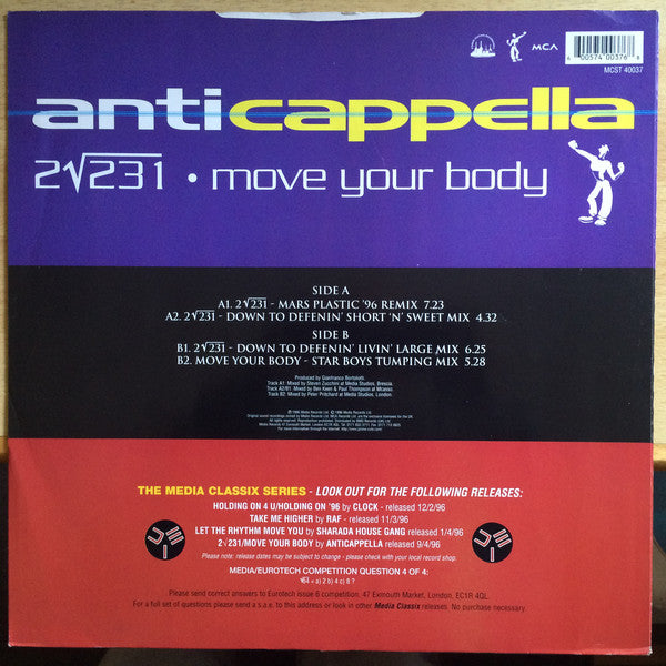 Anticappella : 2√231 / Move Your Body (12")