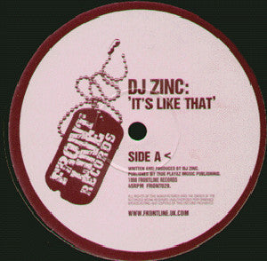 DJ Zinc : It's Like That / Oasis (12", RP)