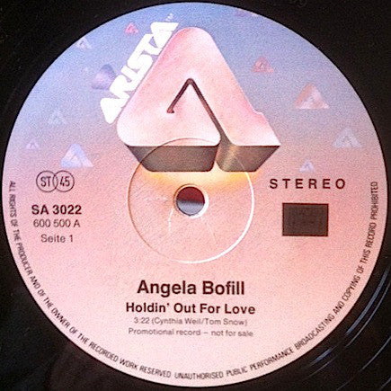 Angela Bofill : Holdin' Out For Love (12", Promo)