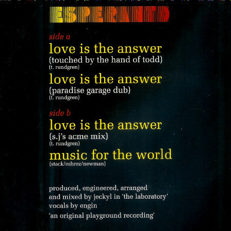 Esperanto (12) : Love Is The Answer (12")