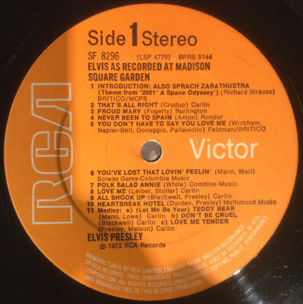 Elvis Presley : As Recorded At Madison Square Garden (LP, Album)