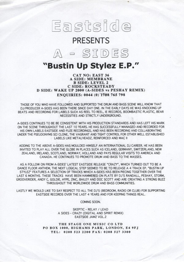 A-Sides : Bustin' Up Styles EP (2x12", EP, Promo)
