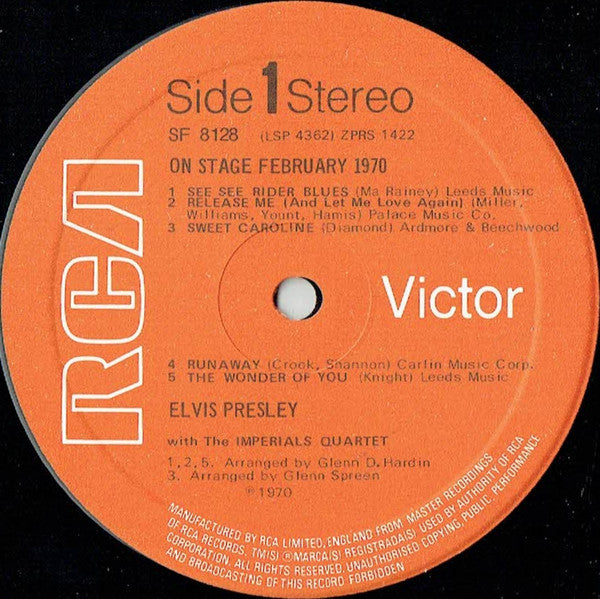 Elvis Presley : On Stage (LP, Album, RE, Ora)