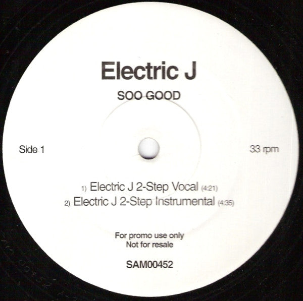 Electric J : Soo Good (12", Promo)