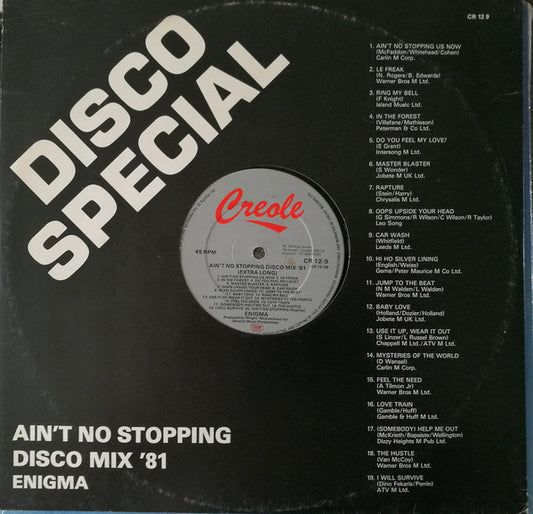 Enigma (2) : Ain't No Stopping Disco Mix '81 (12", Single)