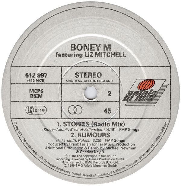 Boney M. : Stories (12", Maxi)