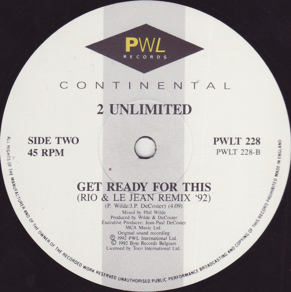 2 Unlimited : Workaholic (12")