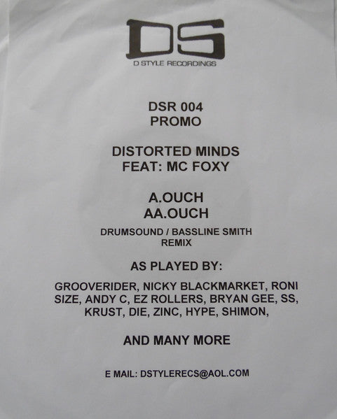Distorted Minds : Ouch! (12", Promo, W/Lbl)