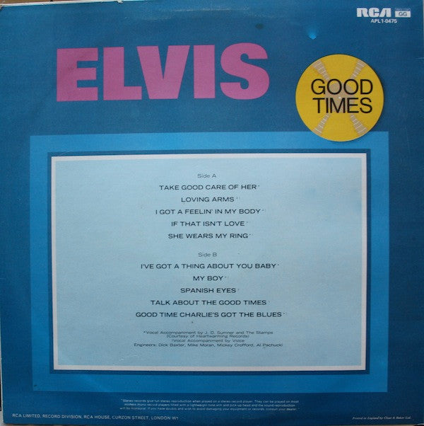 Elvis Presley : Good Times (LP, Album)