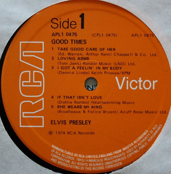 Elvis Presley : Good Times (LP, Album)