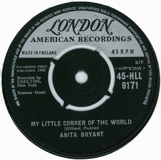 Anita Bryant : My Little Corner Of The World (7", Single)