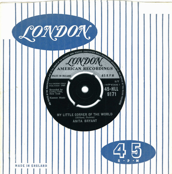 Anita Bryant : My Little Corner Of The World (7", Single)