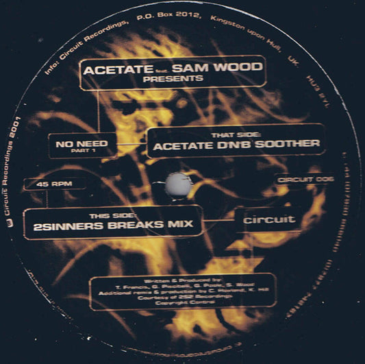 Acetate Feat. Sam Wood : No Need (Part 1) (12")