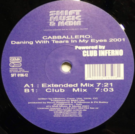 Cabballero : Dancing With Tears In My Eyes 2001 (12")