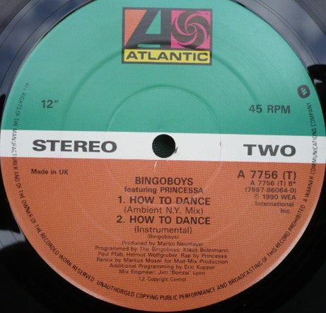 Bingoboys Featuring Princessa (2) : How To Dance (12")